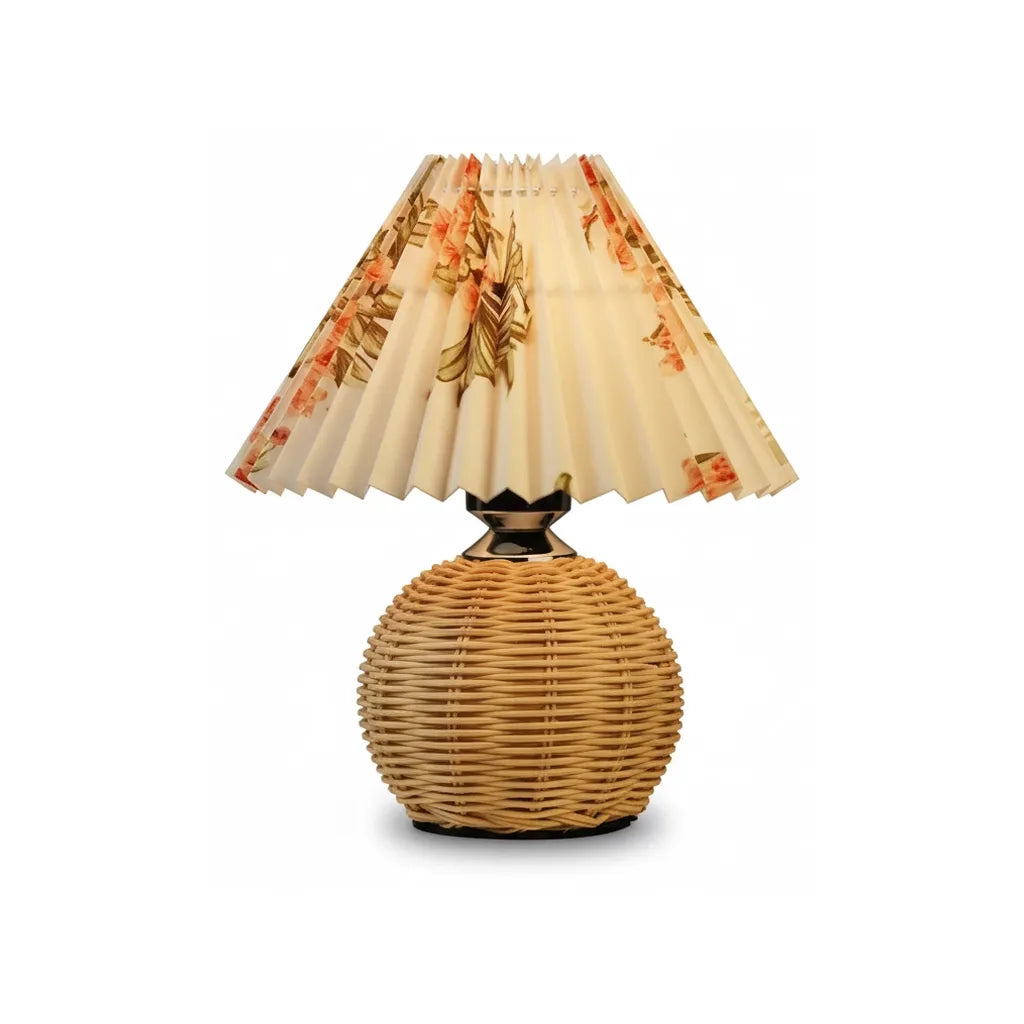 Lampe de Chevet Fleurie en Rotin