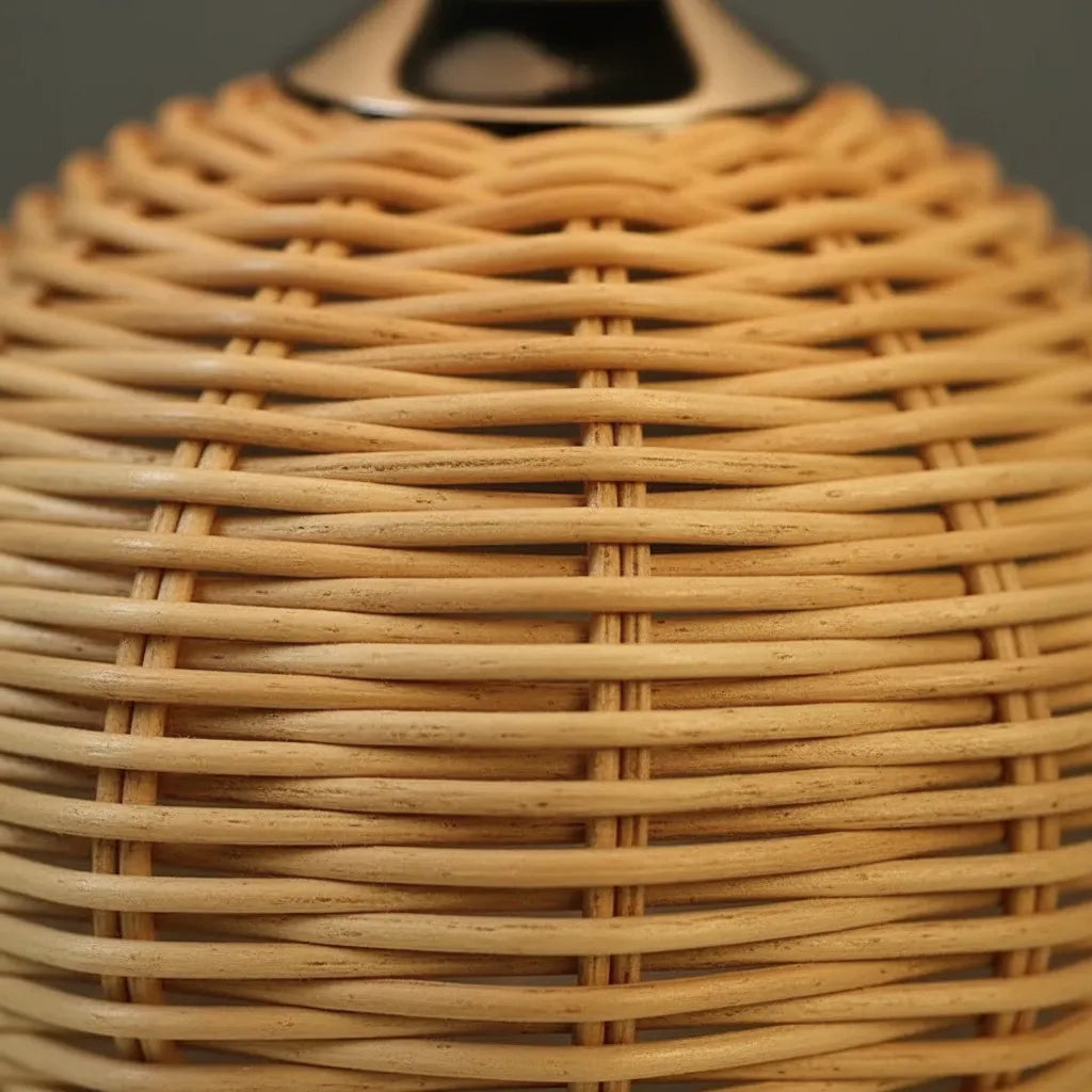 Lampe de Chevet Fleurie en Rotin