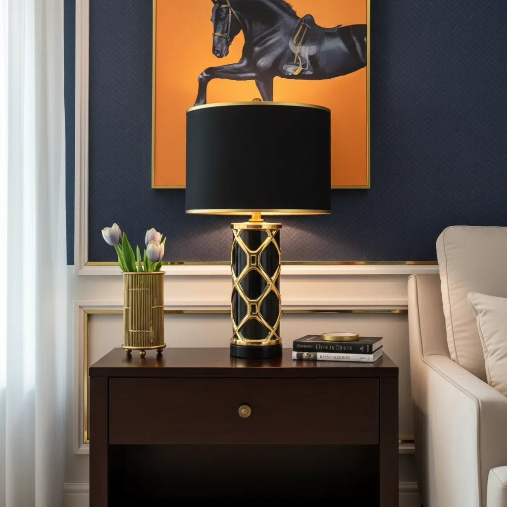 Lampe de Chevet Noir et Or