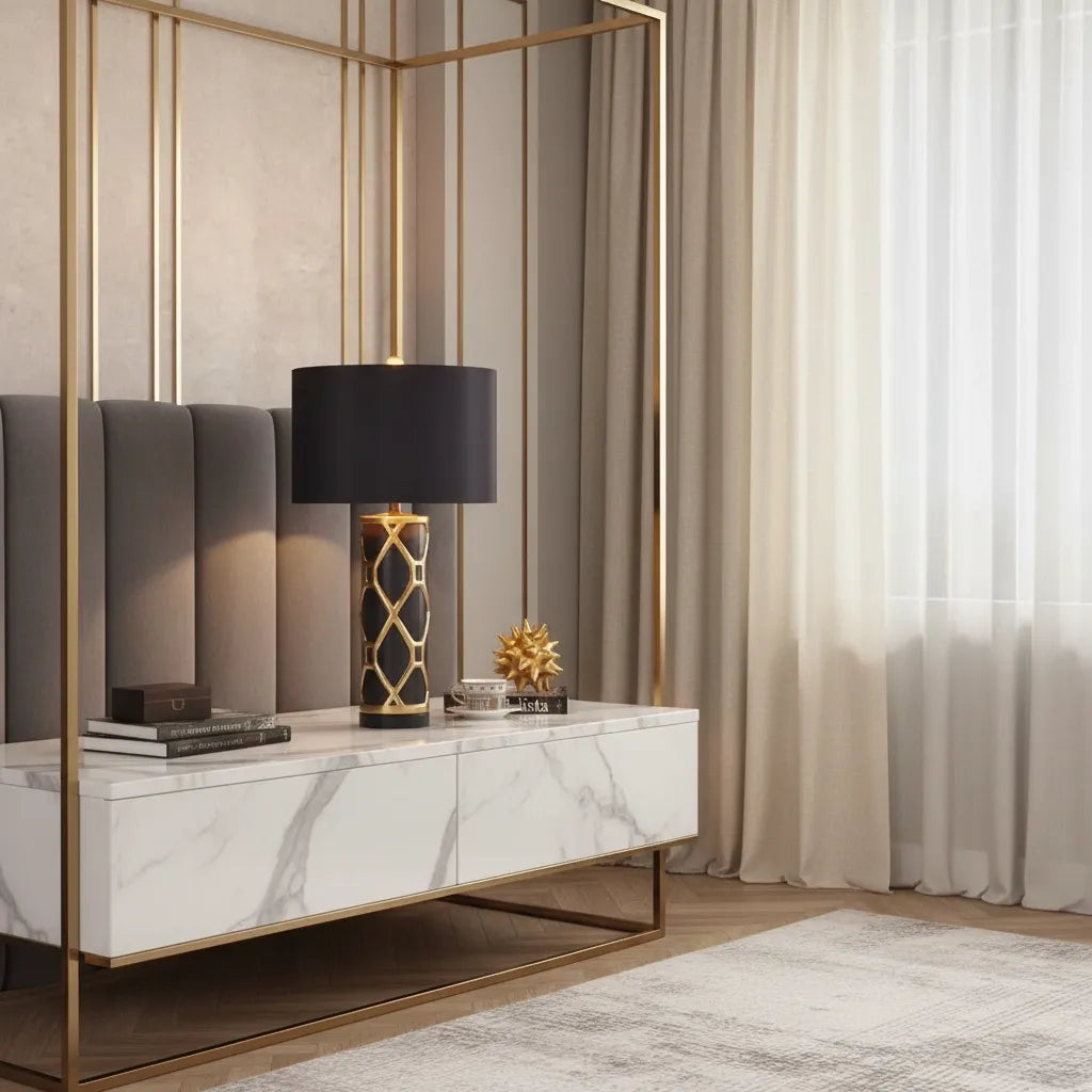 Lampe de Chevet Noir et Or