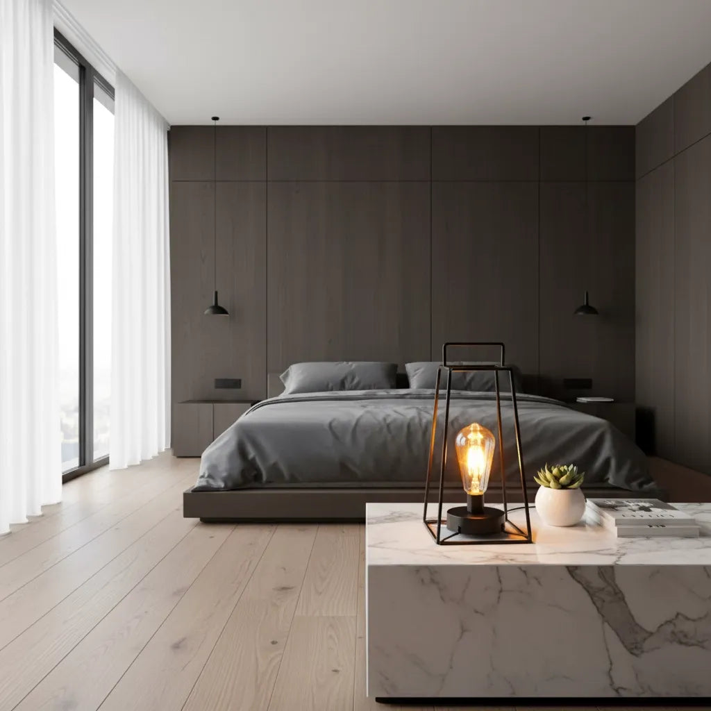 Lampe de Chevet Noir Industriel