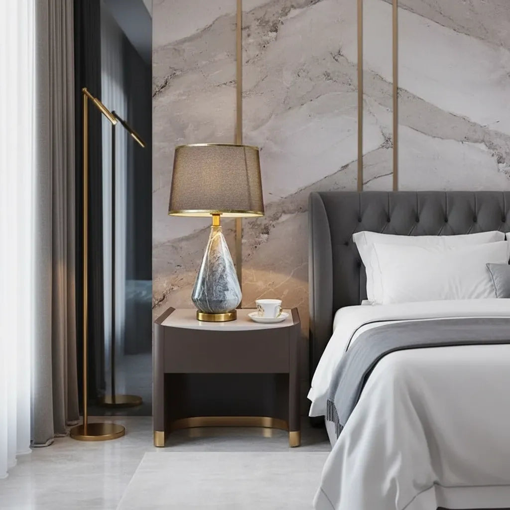 Lampe Pied Marbre Vintage