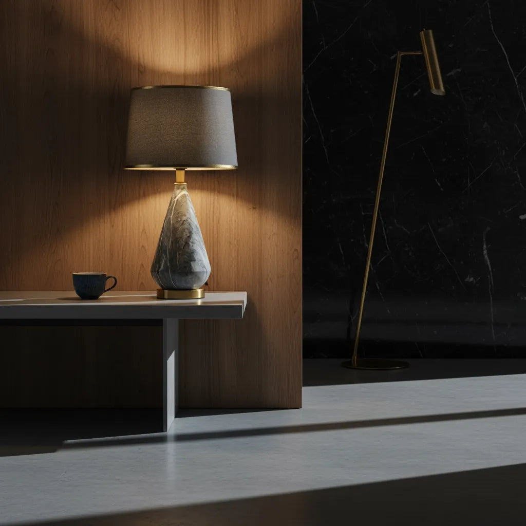 Lampe Pied Marbre Vintage