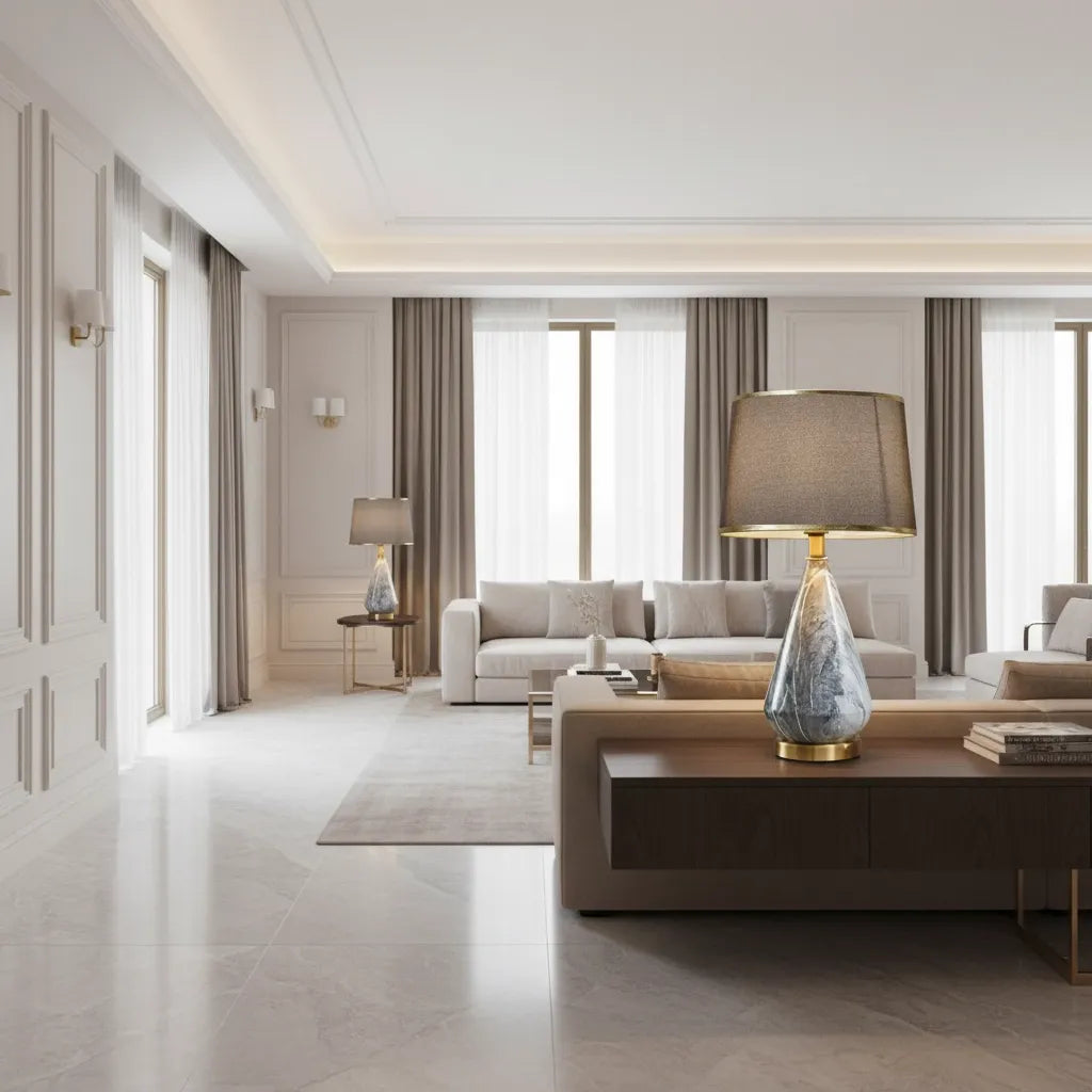 Lampe Pied Marbre Vintage