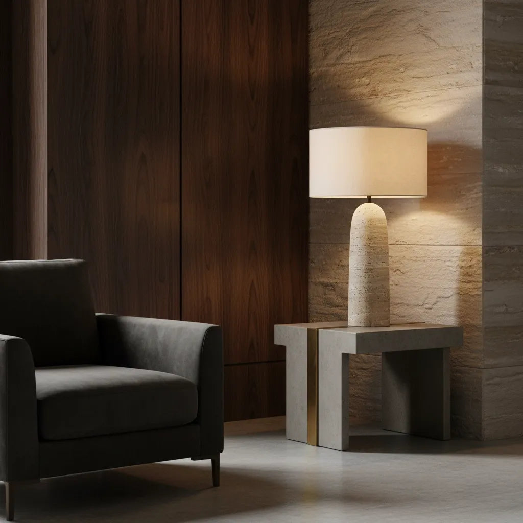 Lampe Pied Travertin